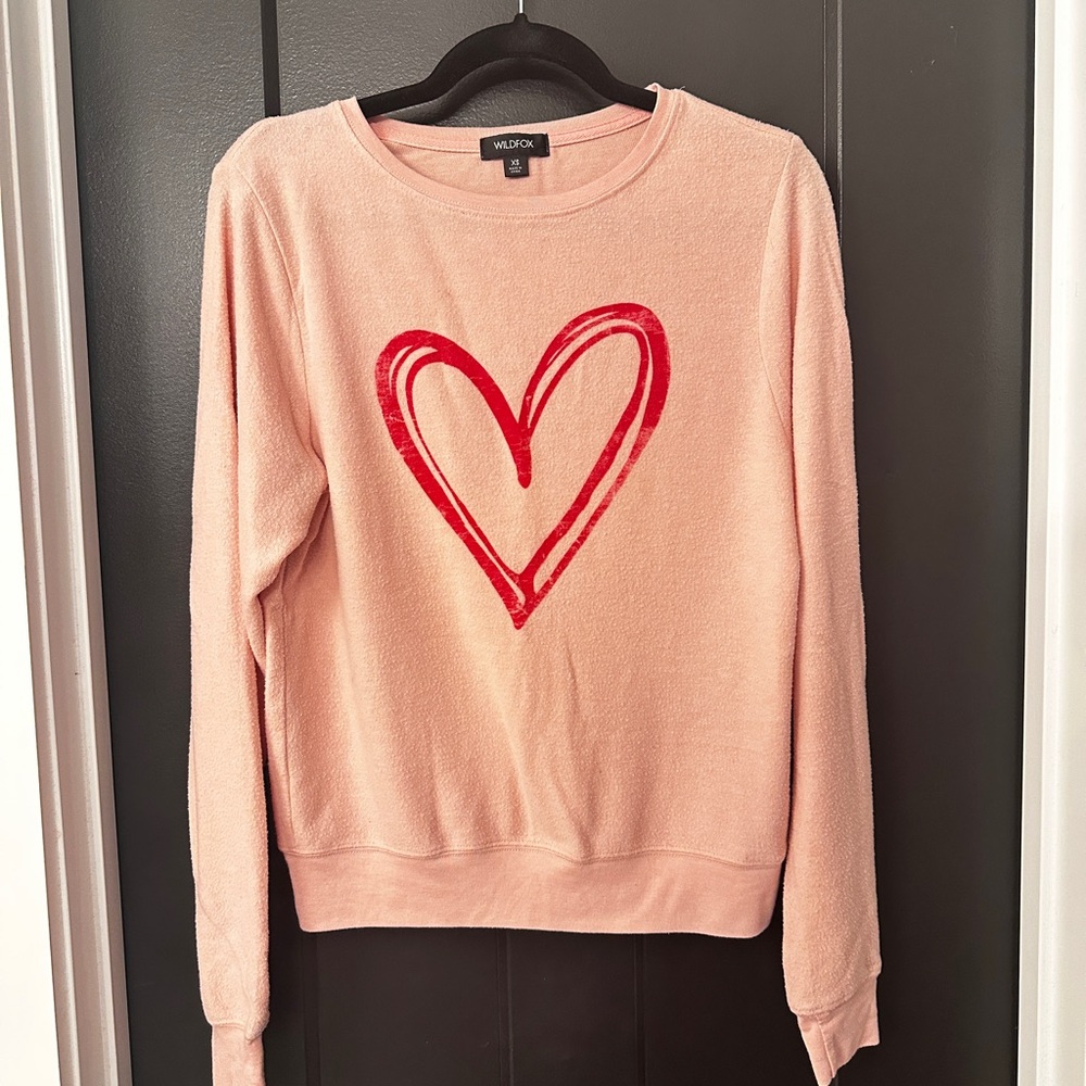 Wildfox Blush Sweatshirt with Red Heart